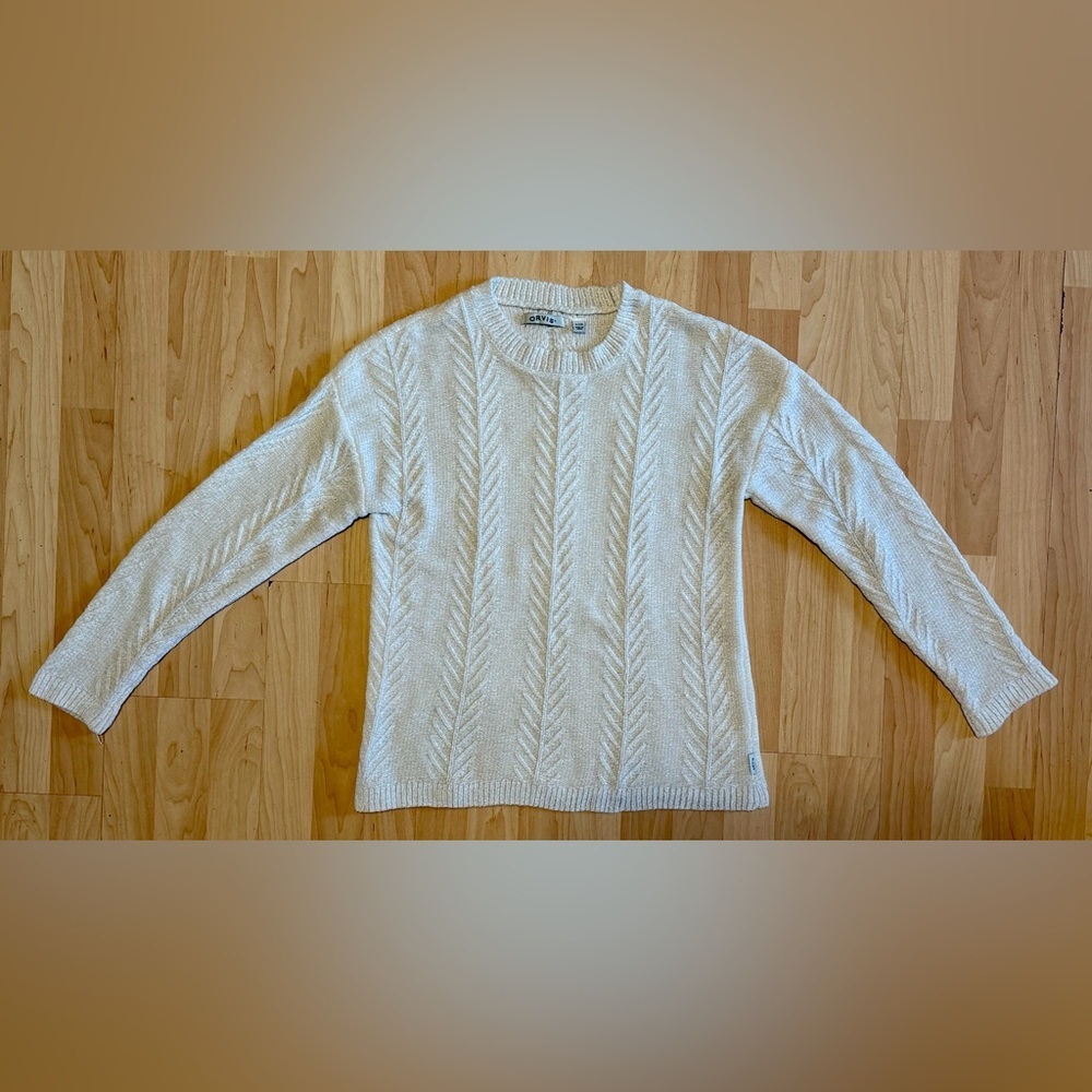 Orvis Women’s Soft Cream Textured Sweater- Size Small - Picture 2 of 11